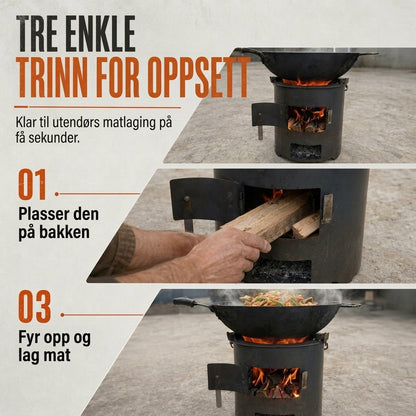 VaraLiving™ Bærbar trekullovn til camping – 2-i-1 grill og terrassevarmer