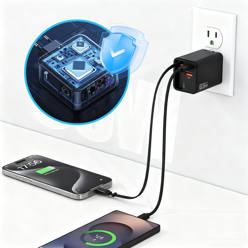 VaraLiving™ 65W GaN 3-i-1 hurtiglader