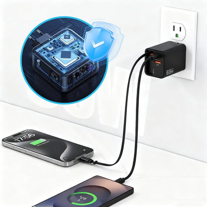 VaraLiving™ 65W GaN 3-i-1 hurtiglader