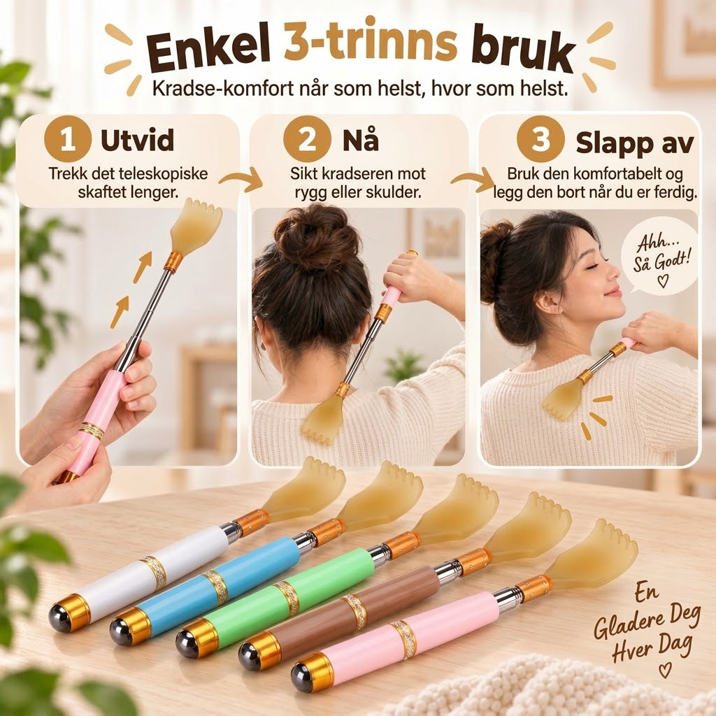 OmniLiving™ Teleskopisk Kløpinne i Rustfritt Stål | Ergonomisk Ryggkløer