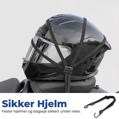 OmniLiving™ Universal Bagasjestropp for Motorsykkelhjelm m. 2 Kroker | Elastisk og Slitesterk