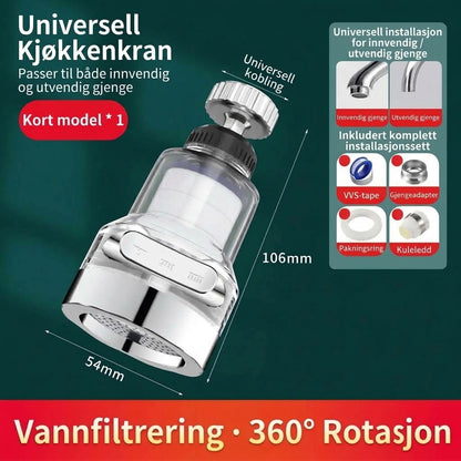 OmniLiving™ Universelt Kranfilter for Kjøkken og Bad | Sprutsikker Vannkran-Luftemaskin