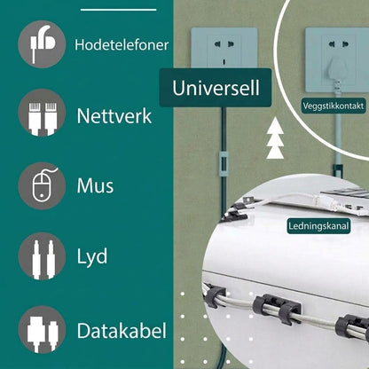 VaraLiving™ Selvklebende kabelklips (100-pakning) – Hold orden på ledningene