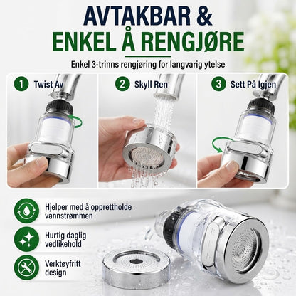 OmniLiving™ Universelt Kranfilter for Kjøkken og Bad | Sprutsikker Vannkran-Luftemaskin