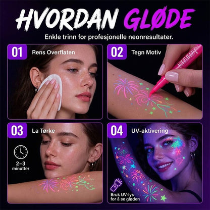 VaraLiving™ UV-glød Tatueringstusj og Body Paint | Selvlysende Marker for Fest og Festival