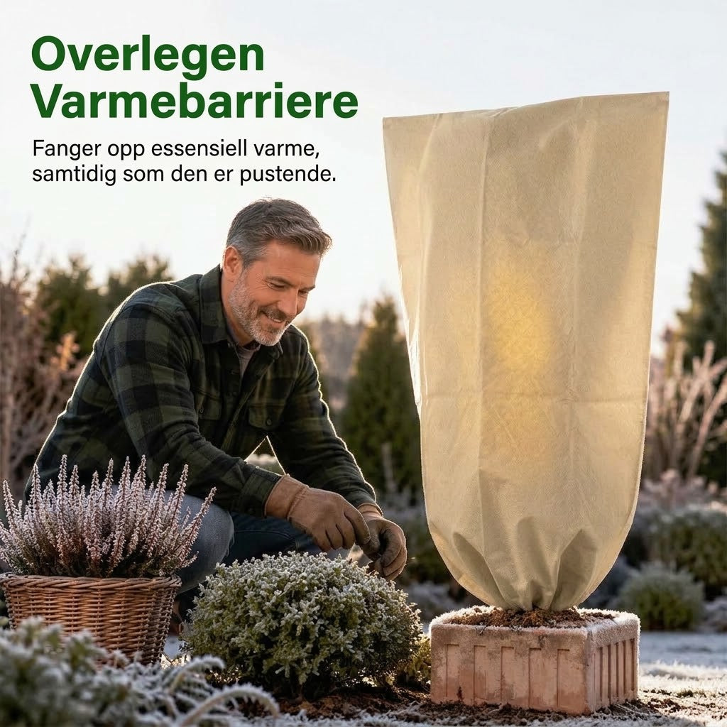 OmniLiving™ Frostbeskyttelse for Planter | Slitesterkt Fiberduk med Snøring