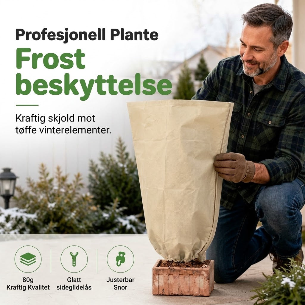 OmniLiving™ Frostbeskyttelse for Planter | Slitesterkt Fiberduk med Snøring