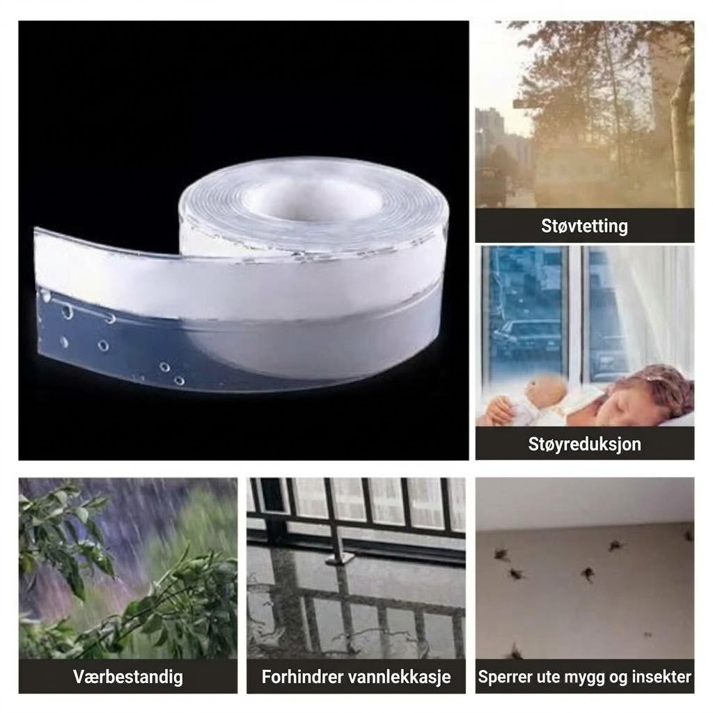 VaraLiving™ 5 m selvklebende tetningslist – Vindtett og lyddempende for dør og vindu