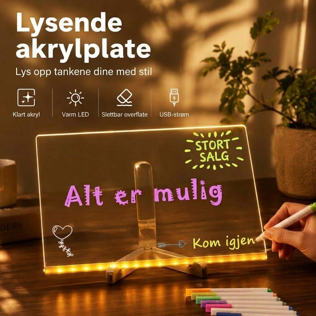 VaraLiving™ LED-oppslagstavle i akryl