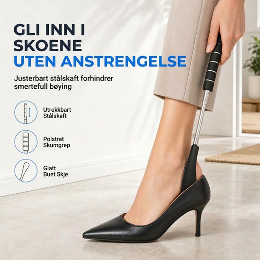 OmniLiving™ Teleskopisk Skohorn i Rustfrit Stål med Langt Skaft | Ergonomisk Hjelp til Sko