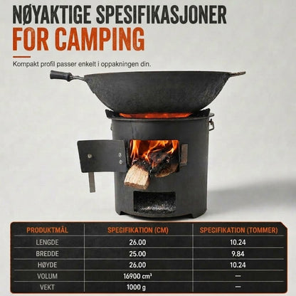 VaraLiving™ Bærbar trekullovn til camping – 2-i-1 grill og terrassevarmer
