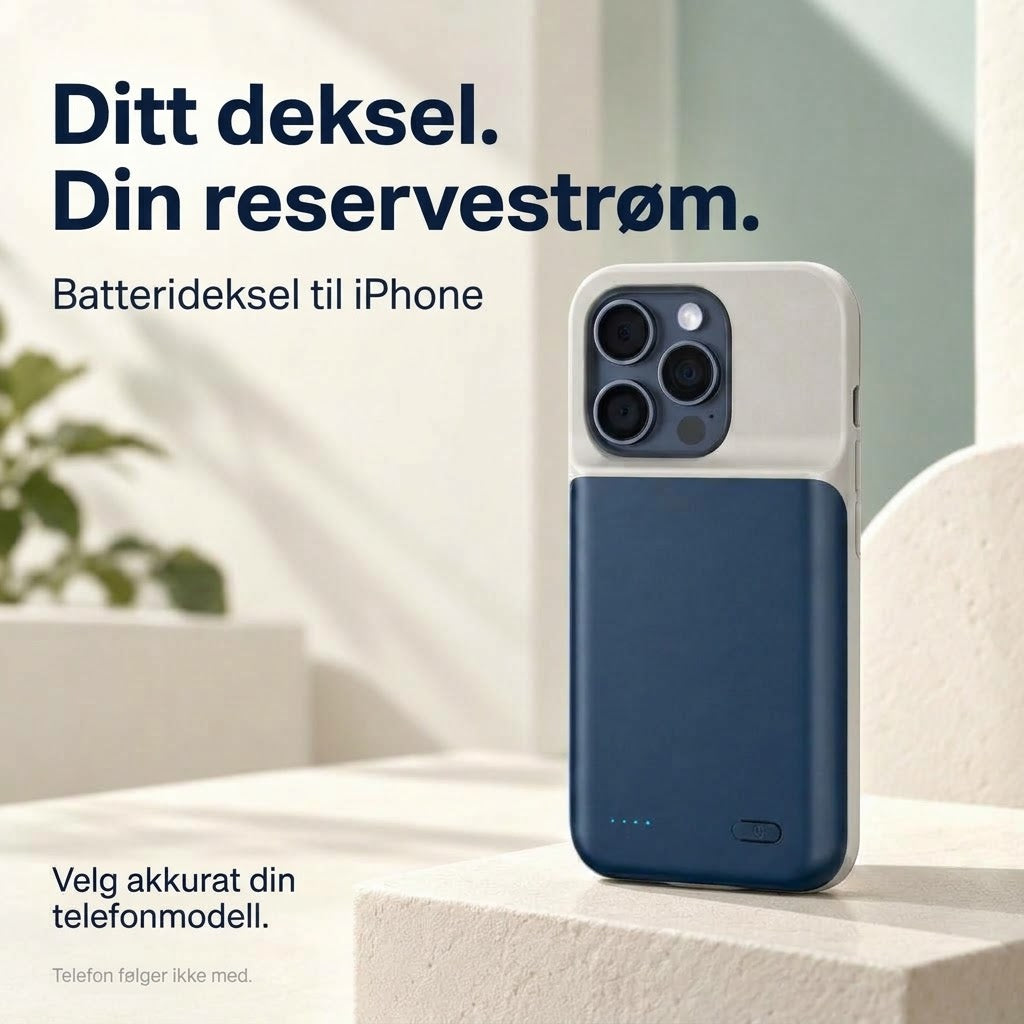 VaraTech™ iPhone batterideksel med 4 LED-indikatorer – Praktisk powerbank-deksel på farten