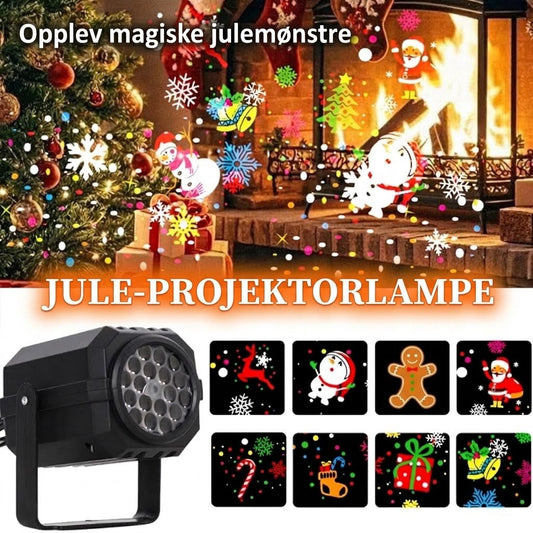 VaraLiving™ Roterende LED-juleprojektor – 8 julemotiver, vanntett for utendørs bruk