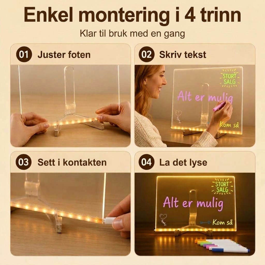 VaraLiving™ LED-oppslagstavle i akryl
