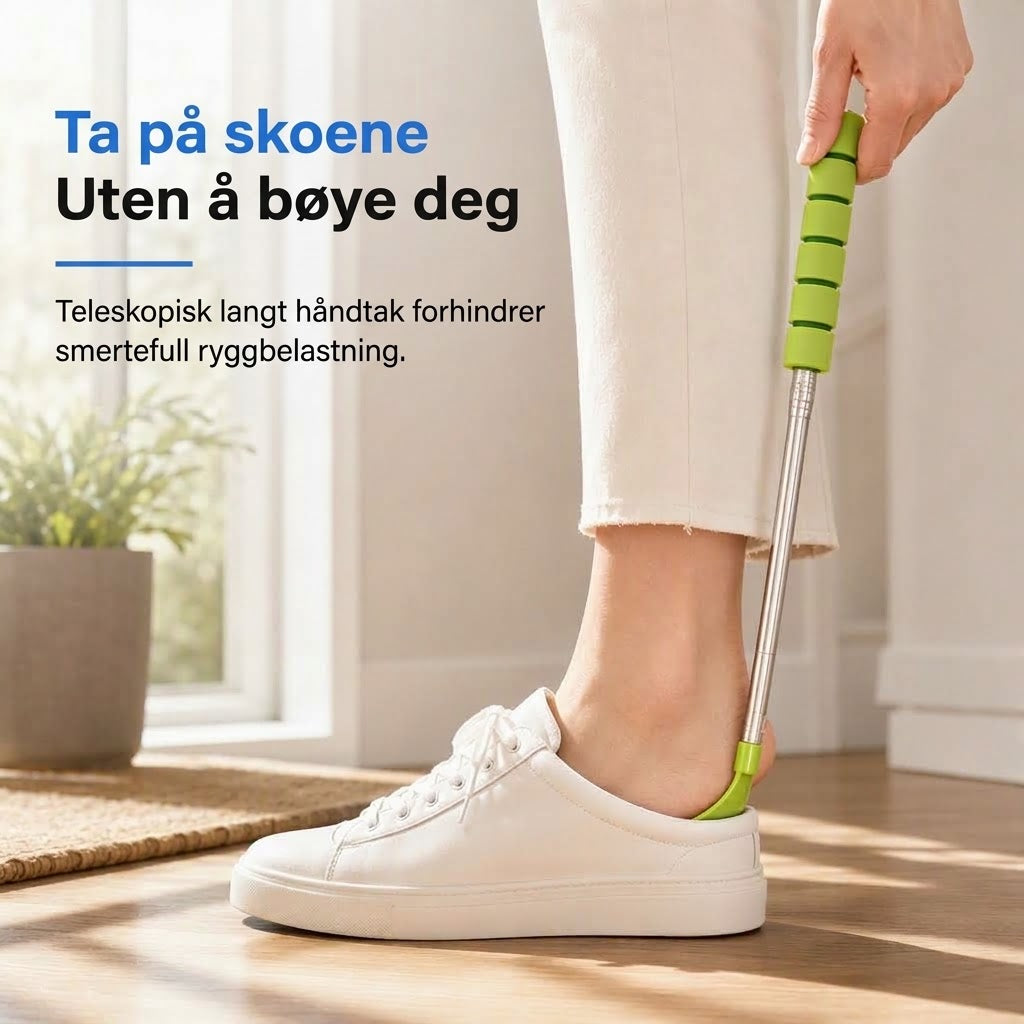 OmniLiving™ Teleskopisk Skohorn i Rustfrit Stål med Langt Skaft | Ergonomisk Hjelp til Sko
