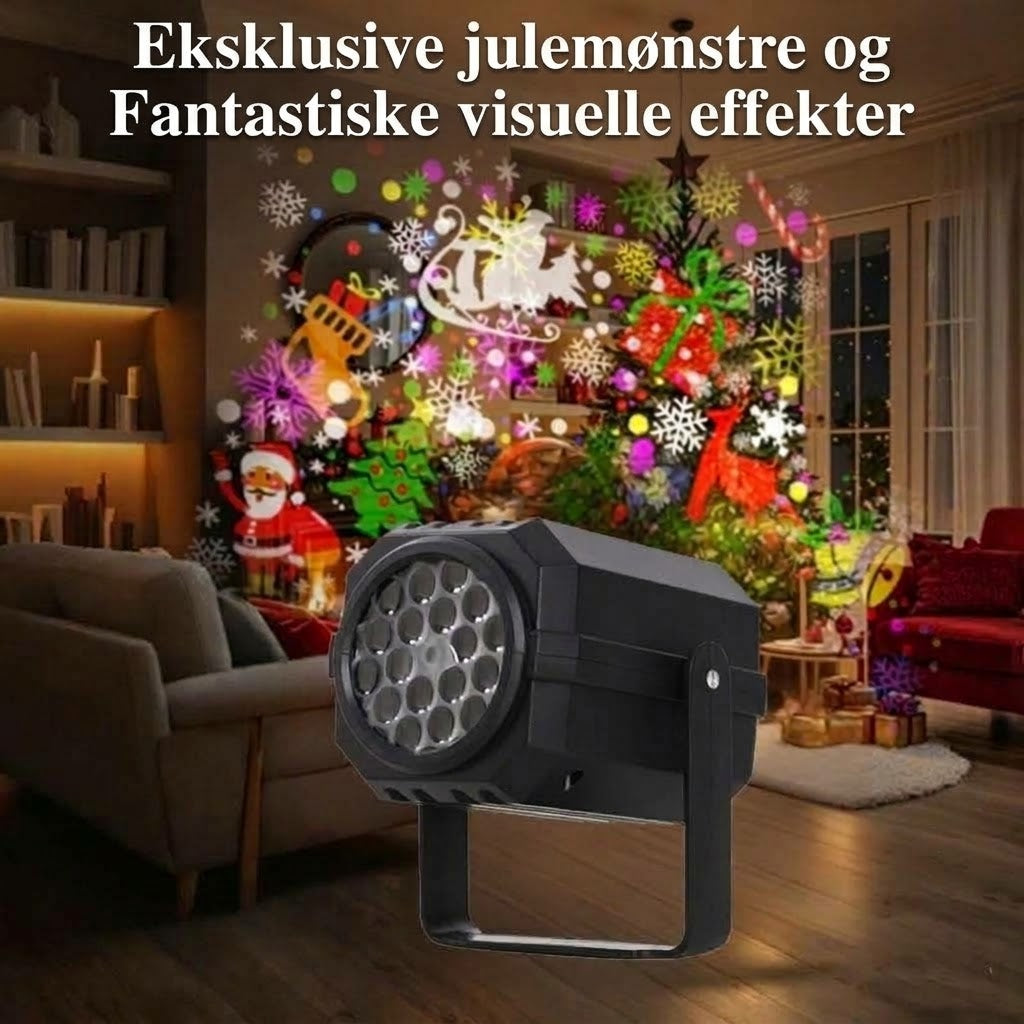 VaraLiving™ Roterende LED-juleprojektor – 8 julemotiver, vanntett for utendørs bruk
