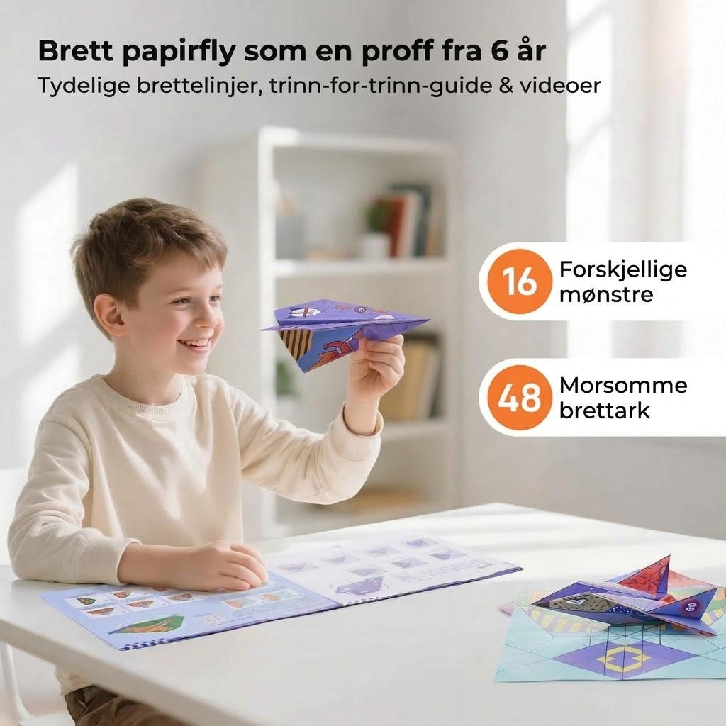 VaraLiving™ Kreativt papirflysett (16 stk.) – Fargerike fly for kreativ lek og moro for barn