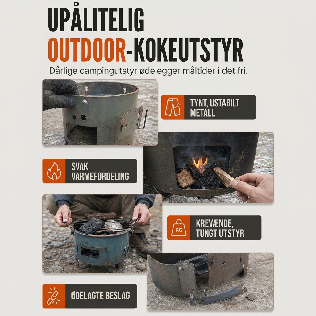 VaraLiving™ Bærbar trekullovn til camping – 2-i-1 grill og terrassevarmer