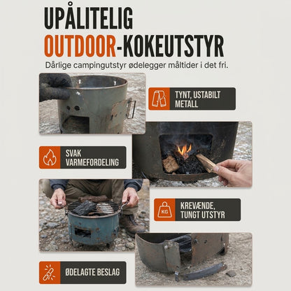 VaraLiving™ Bærbar trekullovn til camping – 2-i-1 grill og terrassevarmer