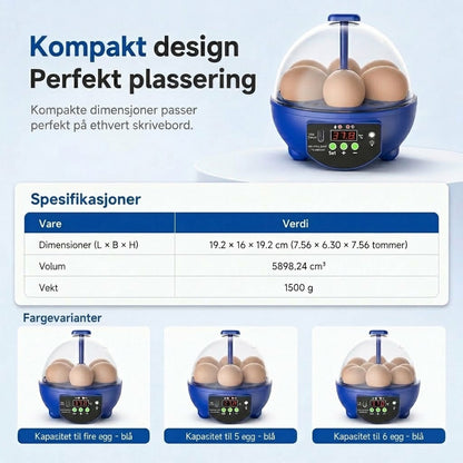 VaraLiving™ Smart USB-rugemaskin med temperaturkontroll – For kylling-, ande- og fugleegg