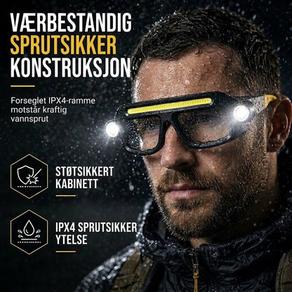 VaraLiving™ Oppladbar hodelykt og vernebrille med sensor – 5 lysmoduser og vanntett design