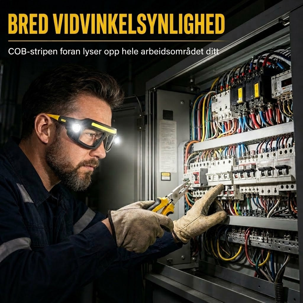 VaraLiving™ Oppladbar hodelykt og vernebrille med sensor – 5 lysmoduser og vanntett design