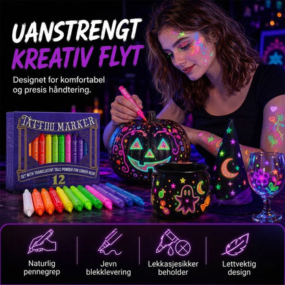 VaraLiving™ UV-glød Tatueringstusj og Body Paint | Selvlysende Marker for Fest og Festival