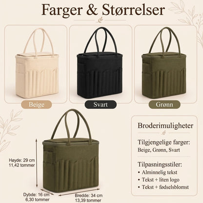 Strikkebag i lerret – Med lomme til pinner og garnhull