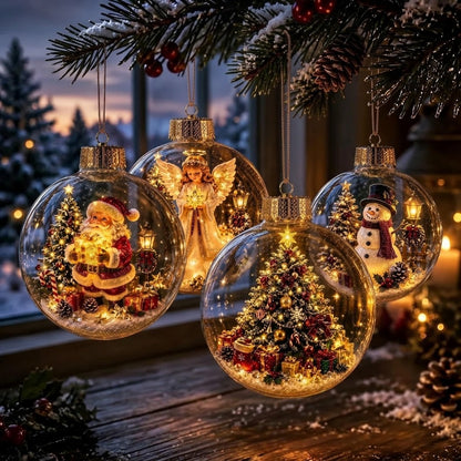 OmniLiving™ Lysende Julediorama-dekorasjon | Miniatyr Vinterverden med LED-lys