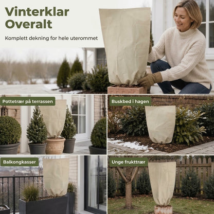 OmniLiving™ Frostbeskyttelse for Planter | Slitesterkt Fiberduk med Snøring