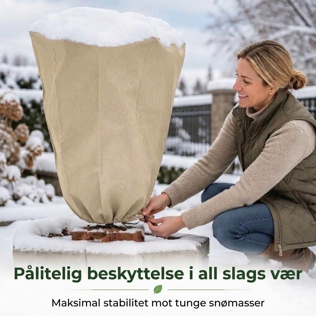 OmniLiving™ Frostbeskyttelse for Planter | Slitesterkt Fiberduk med Snøring