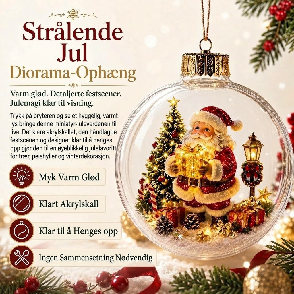 OmniLiving™ Lysende Julediorama-dekorasjon | Miniatyr Vinterverden med LED-lys