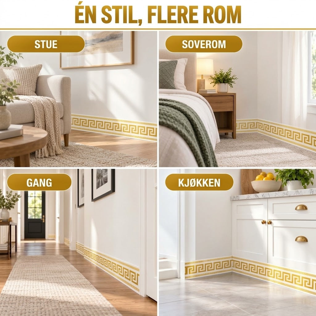 VaraLiving™ Selvklebende vegg- og kantlist – Slitesterk PVC med enkel montering