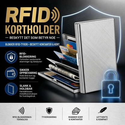 NovaPulse™ RFID Kredittkortholder i Rustfritt Stål | Tyverisikker Kortholder med Flere Rom