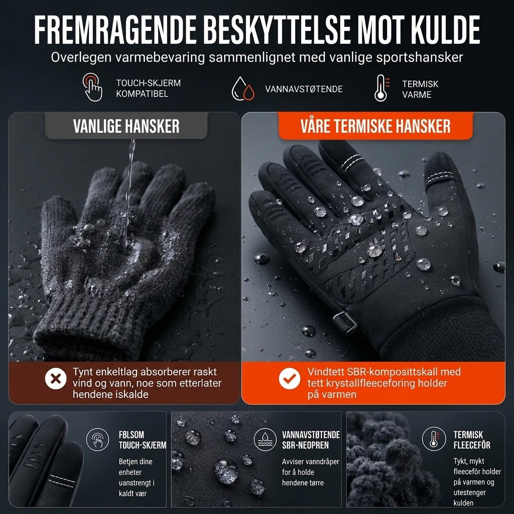 VaraLiving™ Vanntette vinterhansker – Varme hansker med touch-skjerm for sykling og friluftsliv