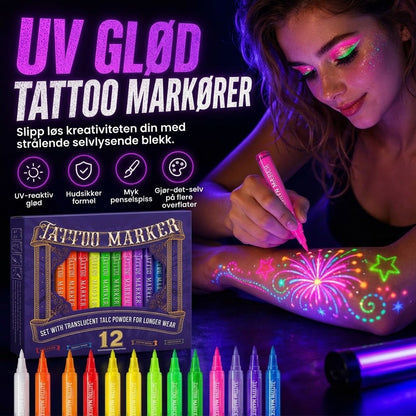 VaraLiving™ UV-glød Tatueringstusj og Body Paint | Selvlysende Marker for Fest og Festival