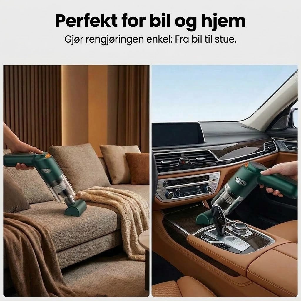 Nexora™ Kraftig Trådløs Bilstøvsuger | Kompakt & Høy Sugeeffekt