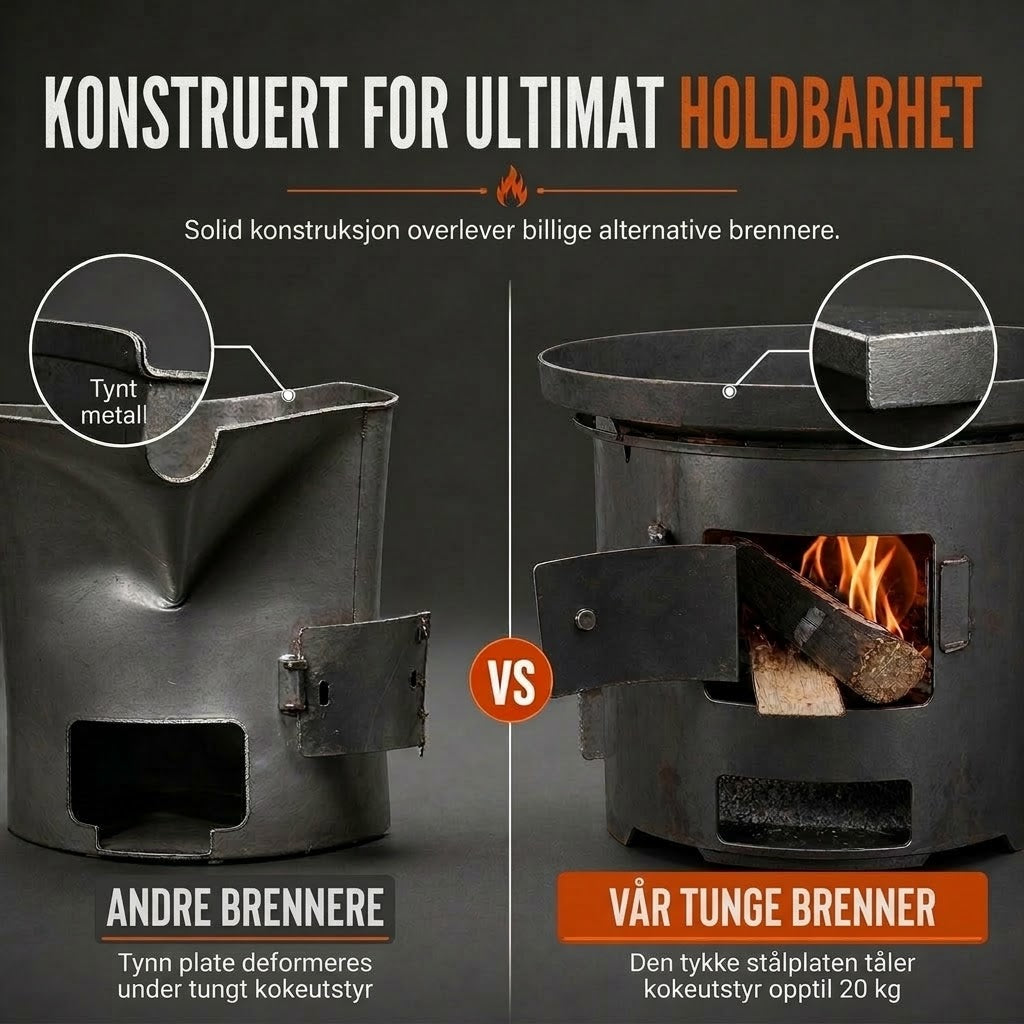 VaraLiving™ Bærbar trekullovn til camping – 2-i-1 grill og terrassevarmer