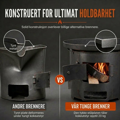 VaraLiving™ Bærbar trekullovn til camping – 2-i-1 grill og terrassevarmer