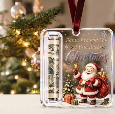 VaraLiving™ Stående akryl julepengeholder – Kreativ juletrepynt til kontanter og gavekort