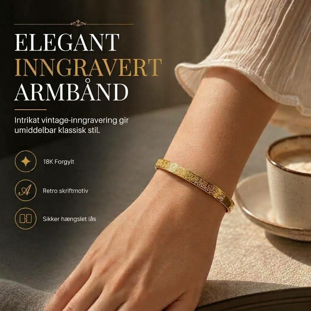 VaraLiving™ Titan- og stålarmbånd – 18K gullbelagt med gravert tekst