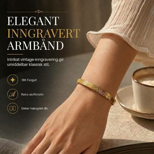 VaraLiving™ Titan- og stålarmbånd – 18K gullbelagt med gravert tekst