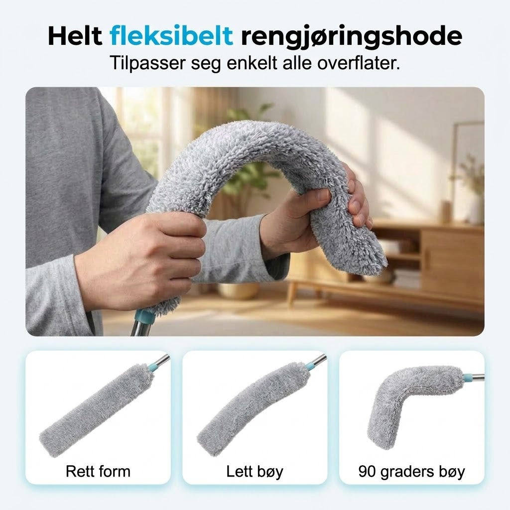 VaraLiving™ Bøyelig mikrofiberstøvkost – Støvkost med langt skaft for effektiv rengjøring
