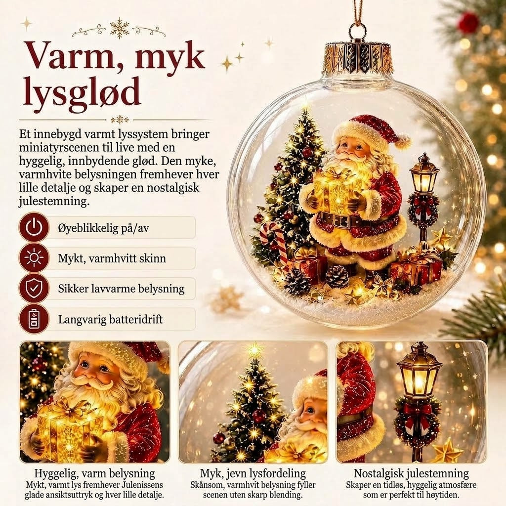 OmniLiving™ Lysende Julediorama-dekorasjon | Miniatyr Vinterverden med LED-lys