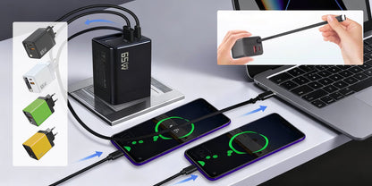 VaraLiving™ 65W GaN 3-i-1 hurtiglader