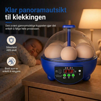 VaraLiving™ Smart USB-rugemaskin med temperaturkontroll – For kylling-, ande- og fugleegg