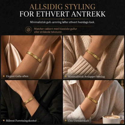 VaraLiving™ Titan- og stålarmbånd – 18K gullbelagt med gravert tekst
