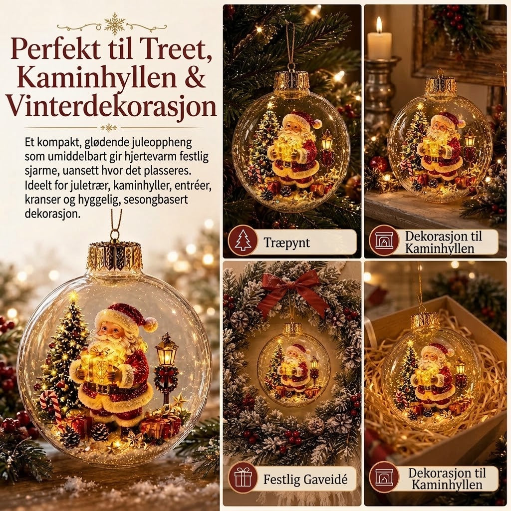 OmniLiving™ Lysende Julediorama-dekorasjon | Miniatyr Vinterverden med LED-lys