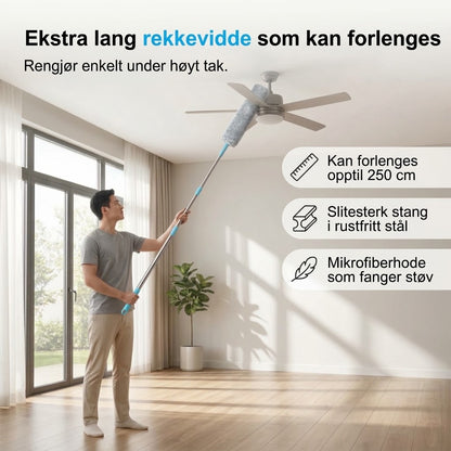 VaraLiving™ Bøyelig mikrofiberstøvkost – Støvkost med langt skaft for effektiv rengjøring