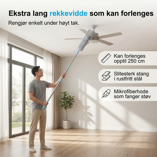 VaraLiving™ Bøyelig mikrofiberstøvkost – Støvkost med langt skaft for effektiv rengjøring
